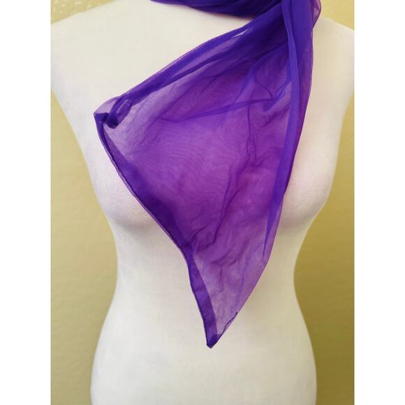 Vintage Sheer Purple Neck Scarf with Hole on the End for Easy Wear - Picture 5 of 5